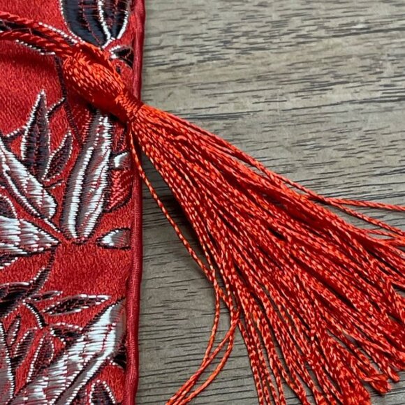 Oriental Design Eyeglasses Necklace/Case - Red w/Tassel & Purple Hook Bell - GUC - Picture 4 of 5